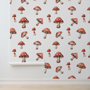 Papier Peint Cute Colorée Motif De Champignons Peel Et Bâton