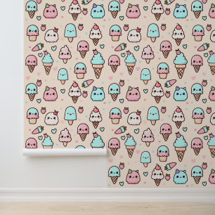 Papier Peint Cute Crème de glace Motif Couleurs pastel minimes