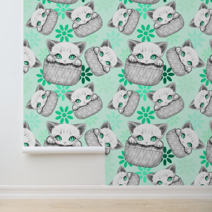 Papier Peint Cute de chat et pointe joueuse à partir d'une poch