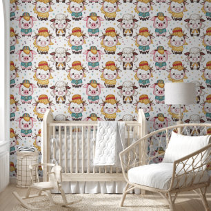 Papier Peint Cute Farm Animaux Motif Enfants Salle de nurserie