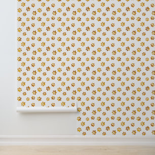 Papier Peint Cute Funny Chien blanc et d'or Chat Empreintes de
