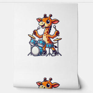 Papier Peint Cute Giraffe Jouer Drums Giraffes Drummer Musique