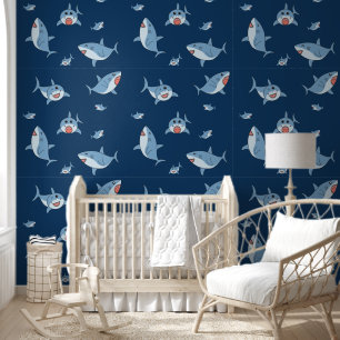 Papier Peint Cute Great White Sharks Ocean Motif Boys