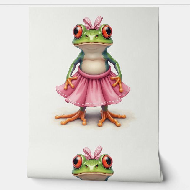 Papier Peint Cute grenouille en rose (Déroulement)