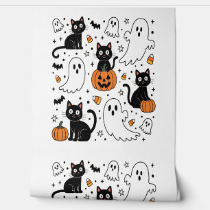 Papier Peint Cute Halloween Ghost Boo Cat