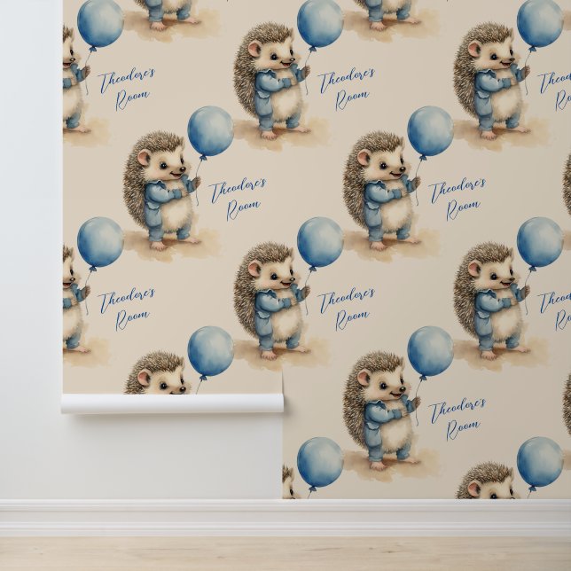Papier Peint Cute Hedgehog Boys Bedroom Nursery (Application)