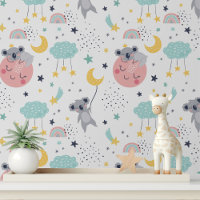 Cute Koala Moon Stars Rainbow Kids Motif
