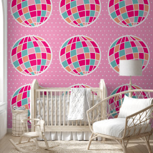Papier Peint Cute Motif Disco Ball Rose
