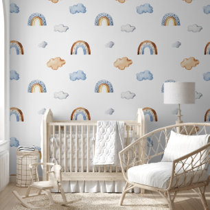 Papier Peint Cute Nuages et Boho Rainbows Boy Nursery