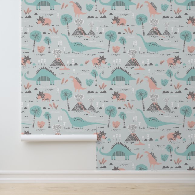 Papier Peint Cute Pastel Dinosaur Motif (Application)