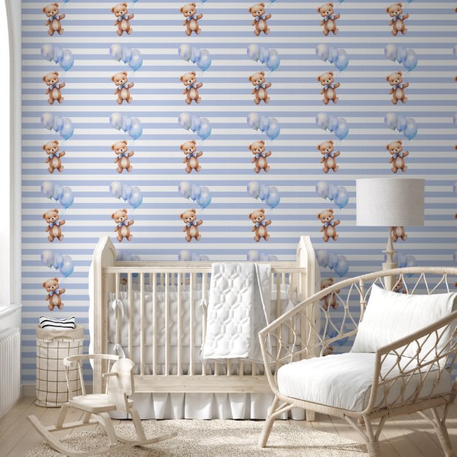 Papier Peint Cute petite ours en bleu (Enfants)
