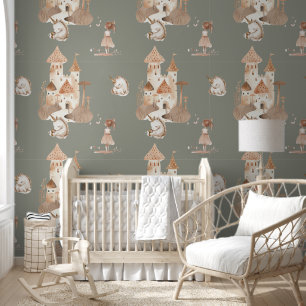 Papier Peint Cute Princess Castle Unicorn