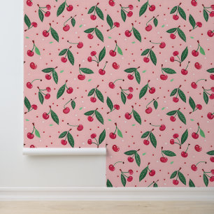 Papier Peint Cute Rose Cerises Coquette Motif Maison Décor