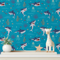 Cute Shark Jellyfish Modern Kids Motif