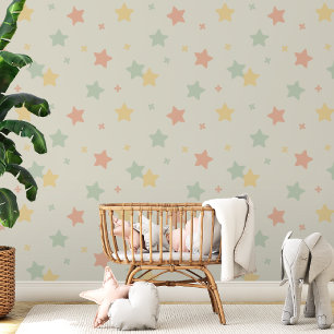 Papier Peint Cute Soft Pastel Colorful Stars Baby and Kids Room