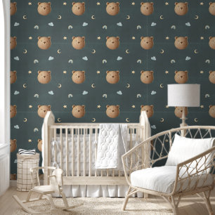 Papier Peint Cute Teddy Bear Nuages Davy Grey Dreamy Nursery