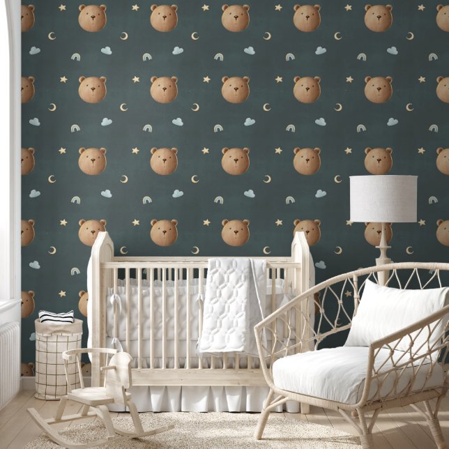 Papier Peint Cute Teddy Bear Nuages Davy Grey Dreamy Nursery (Enfants)