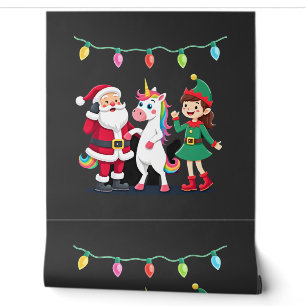 Papier Peint Dabbing Santa Elfe Licorne Noël Enfants Garçons Ho