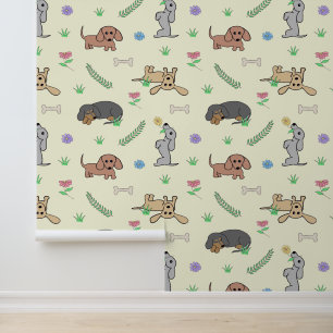 Papier Peint Dachshund Chien Chien Chien Chien Tirée À La Main