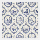 Papier Peint Dachshund Puppy Toile Pattern: Blue & White (Recto)