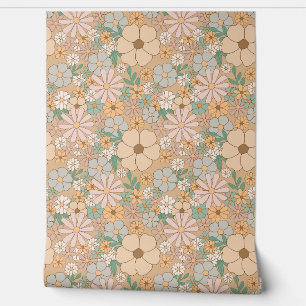 PAPIER PEINT DAISIES BOHO FLEURS SANS PARAÎTRE