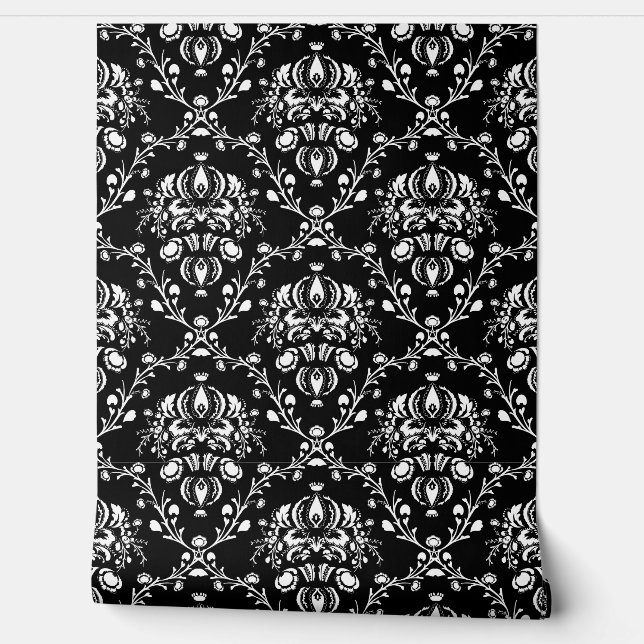 Papier Peint Damas noir et blanc (Déroulement)