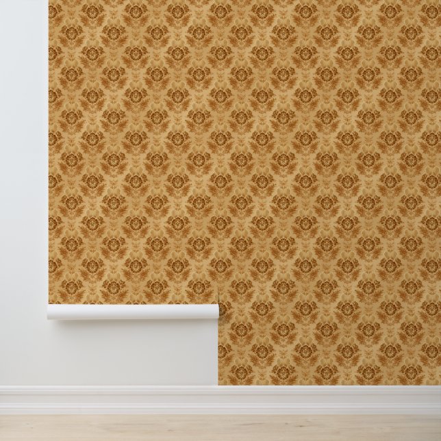 Papier Peint Damas Or Floral Doux (Application)