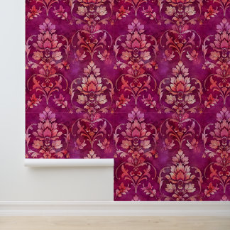 Papier Peint Damas texture luxueuse de fleur décorative rose