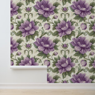 Papier Peint Damas texture luxueuse de violet de fleurs d'alto