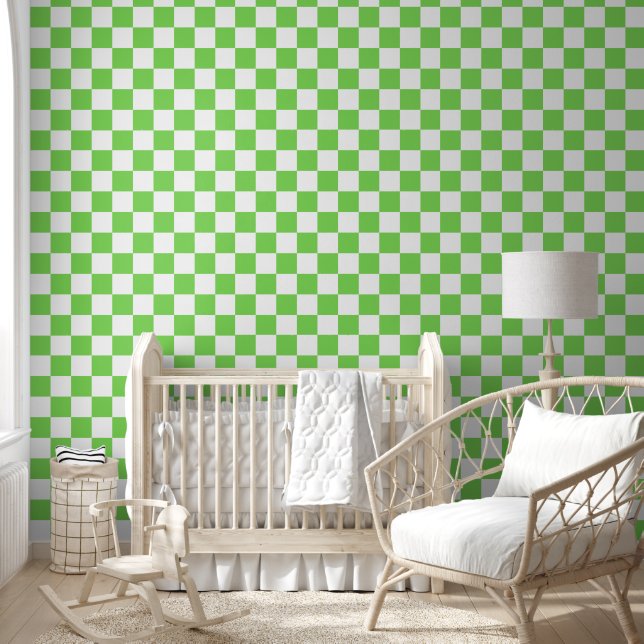Papier Peint Damier vert gazon  (Enfants)