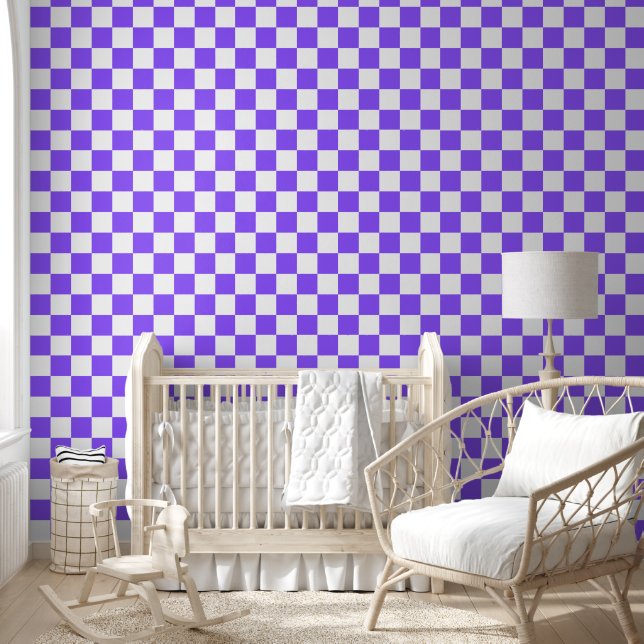 Papier Peint Damier violet classique visuel  (Enfants)