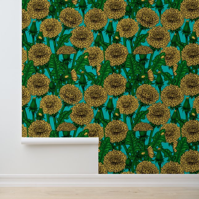 Papier Peint Dandelions sur turquoise (Application)