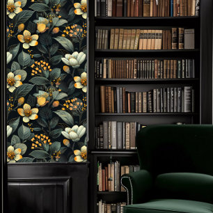 Papier Peint Dark Academia Turquoise et jaune Floral