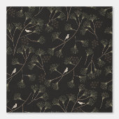 Papier Peint Dark Charcoal Bird & Pine Tree Pattern (Recto)