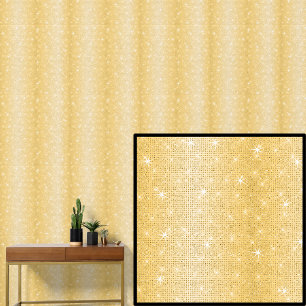 Papier Peint Dark Mid Light Yellow Gold Stripes Étoiles étincel