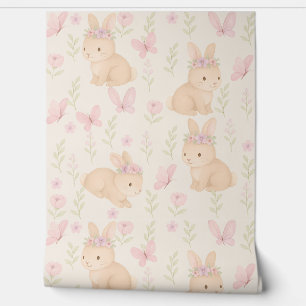 Papier peint de Bunny Floral - Rose doux