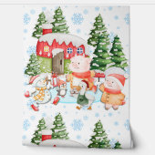 Papier peint de cottage de Noël fantaisiste mignon (Déroulement)