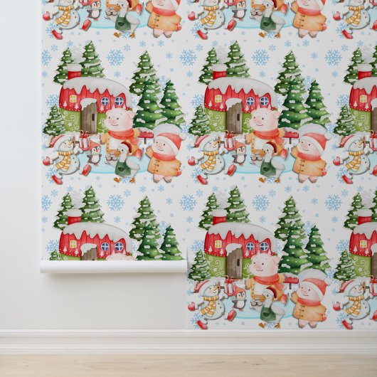 Papier peint de cottage de Noël fantaisiste mignon (Application)