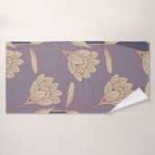 papier peint de crocus floral rétro en bleu mauve  (Serviette de bain)