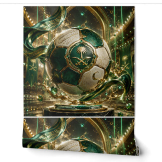 Papier peint de football saoudien de luxe | Vert e