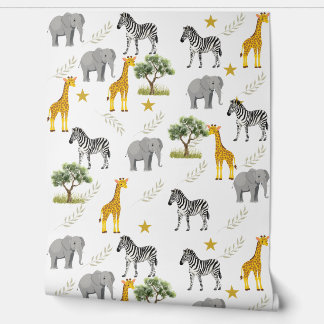 Papier peint de la Pépinière Safari - Giraffes, Zè