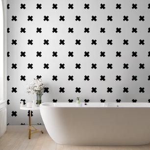 Papier peint de motif croix blanc-noir frais