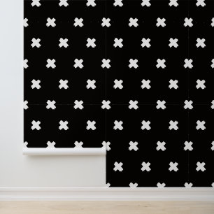 Papier peint de motif croix noir-blanc frais