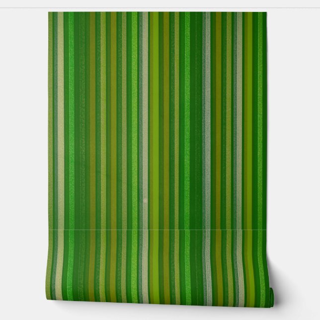 Papier peint de style rétro à rayures d'olive vert (Déroulement)