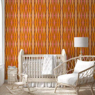 Papier Peint Décor abstrait géométrique orangé et pointillé