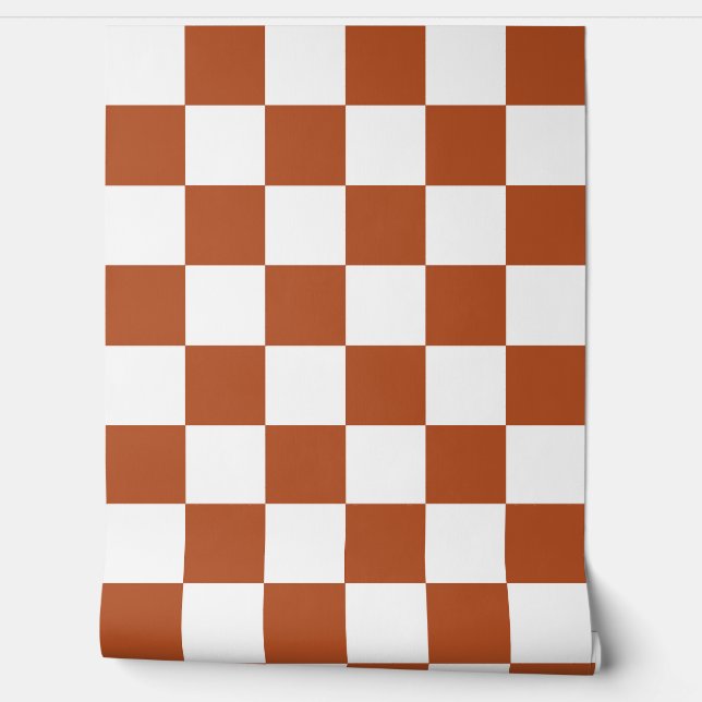 Papier Peint Décor Brown blanc À damiers chèque (Déroulement)