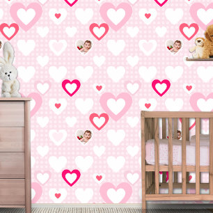 Papier Peint Décor de bébé personnalisé avec photo rose