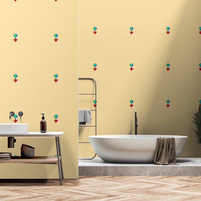 Papier Peint Décor Intérieur Fleur Bleue (Salle de bain)