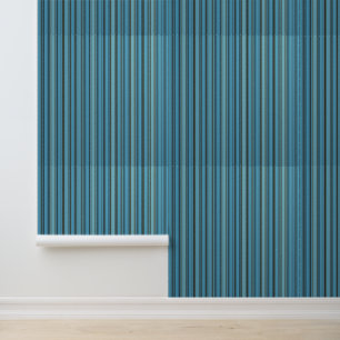 Papier Peint Décor maison rayures bleues