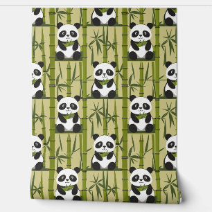 Papier Peint Décor mignon Panda et Bambou
